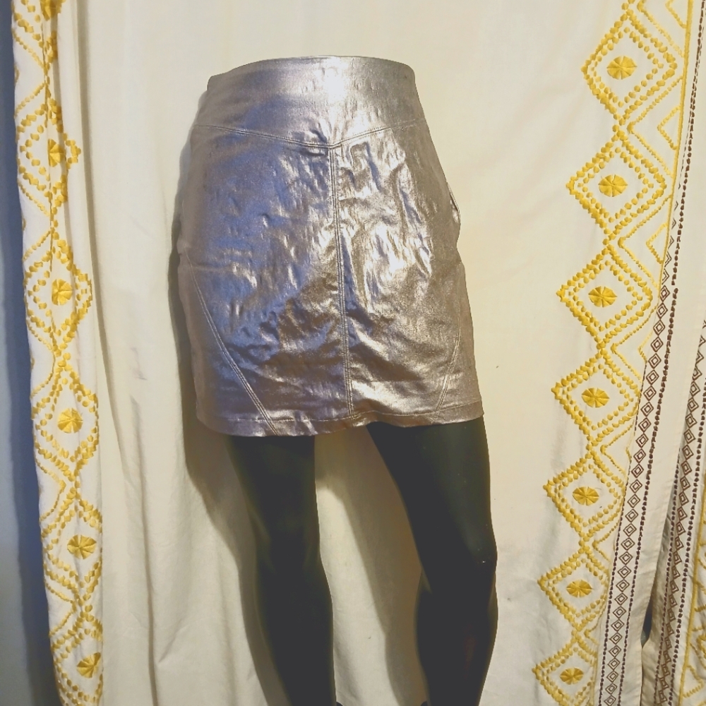 Metallic Silver Mini Skirt